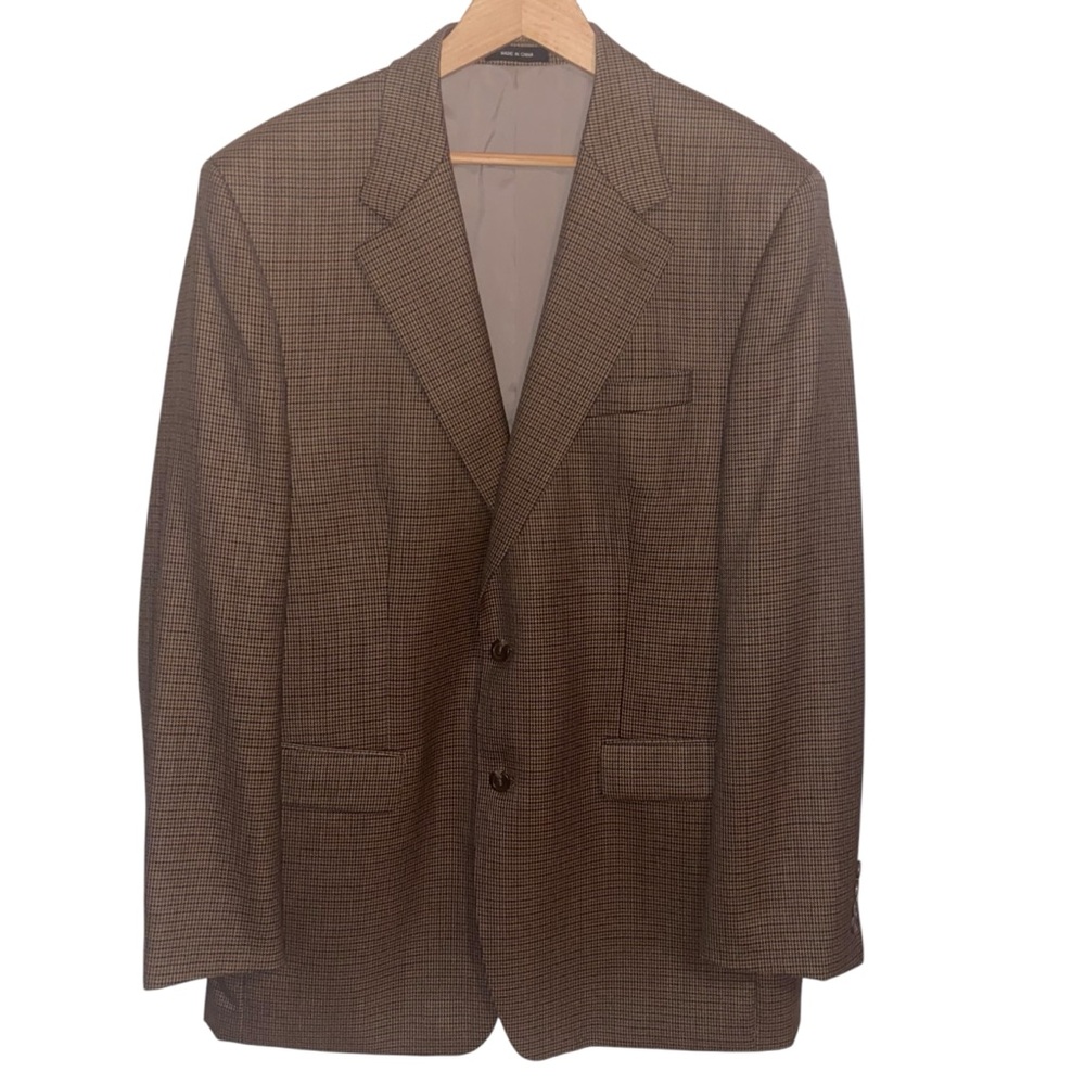 Lauren Ralph Lauren Blazer Jacket Mens Size 42L Long Wool Houndstooth Sport Coat